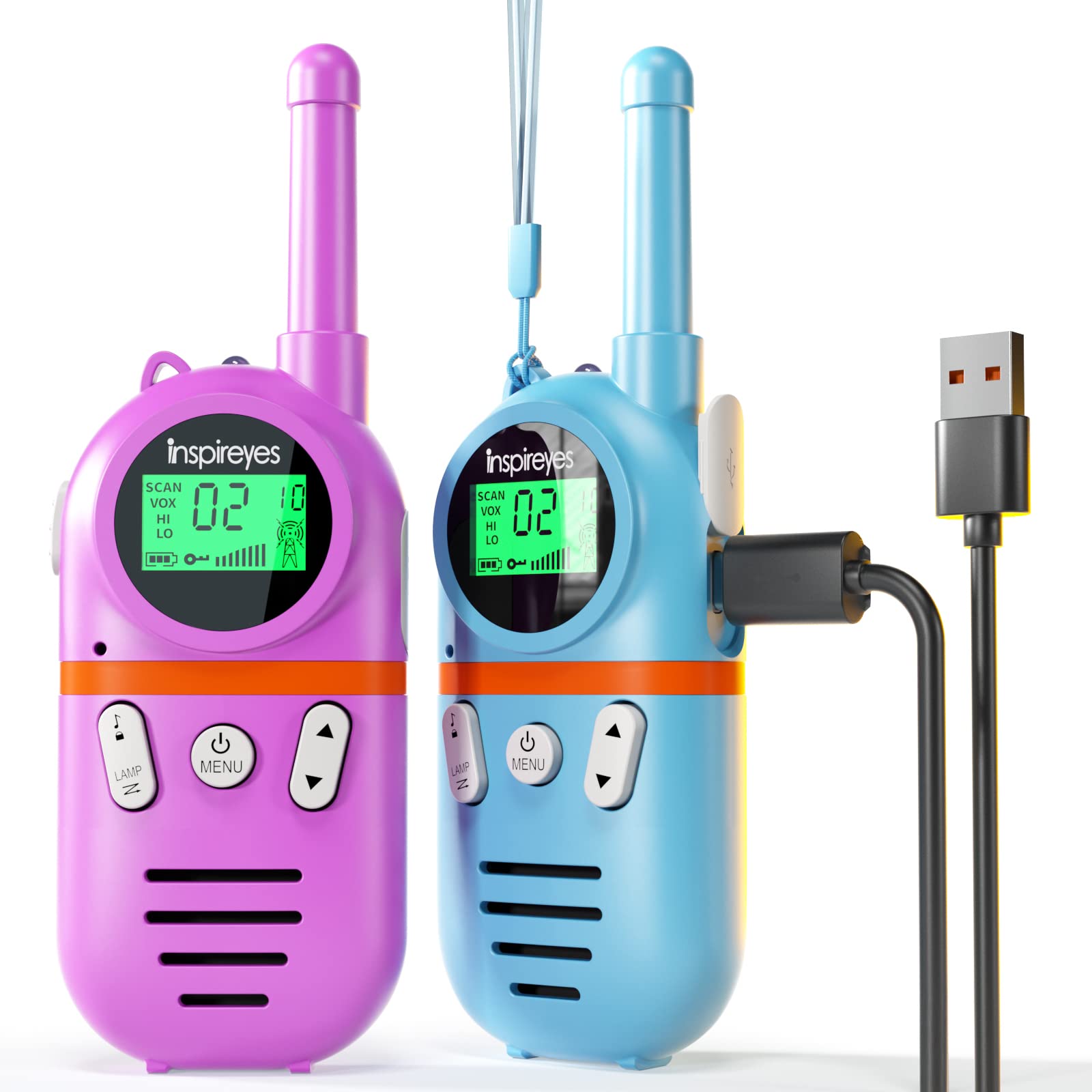 Photo 1 of Inspireyes Walkie Talkies for Kids Rechargeable,Toys for Boys and Girls Ages 3-12, 2 Pack Long Range 2-Way Radios, Birthday Gifts,Christmas Stockings, Outdoor Play, Family Games, Hiking Camping Gear