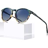 CARFIA Round Polarized Sunglasses for Women UV Protection Acetate Frame Classic Retro Style CA2302