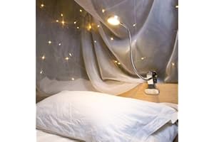 EYOCEAN LED Reading Light, Dimmable Clamp Light for Bed Headboard, Bedroom, Office, 3 Modes & 9 Dimming Levels, Flexible Clip Desk Lamp, Adapter Included, 5W, Silver