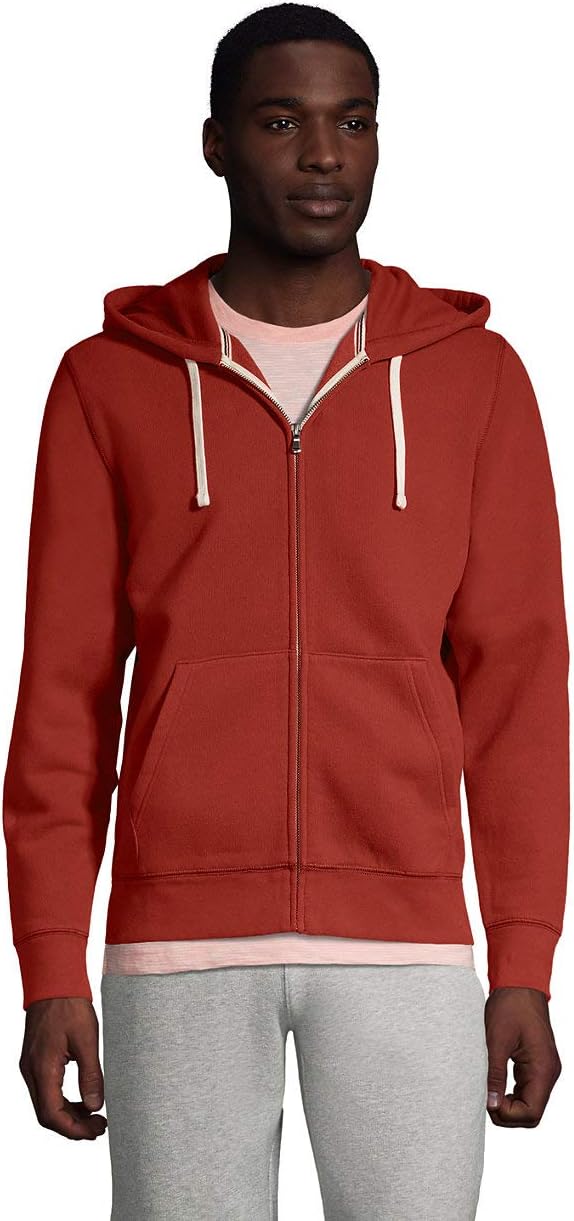 Lands' End Serious Sweats Sudadera con capucha para hombre, Rojo