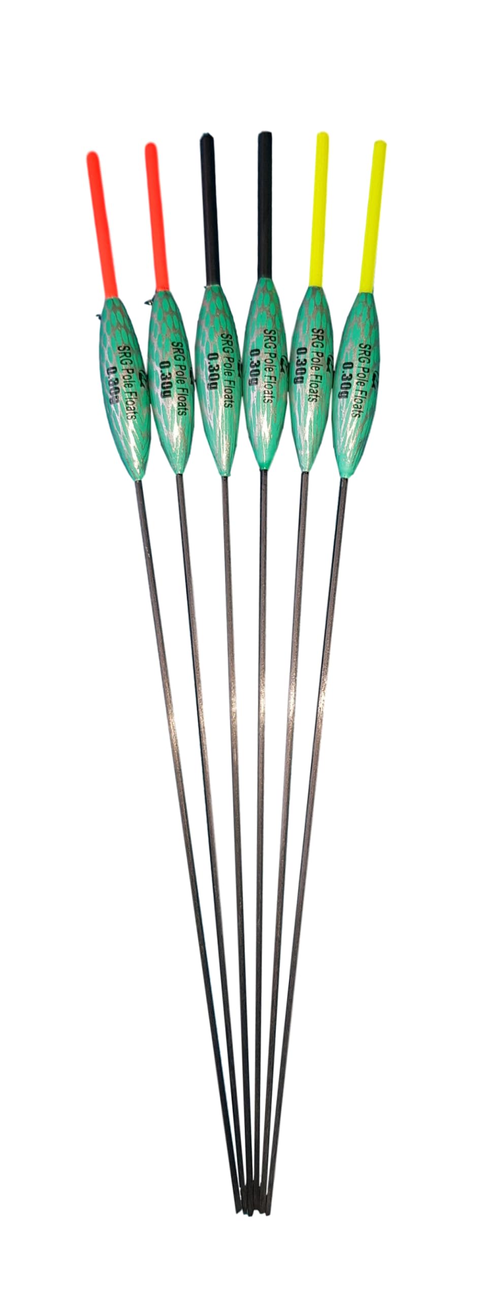 SRG Pole Floats SRG004 Pack of 6 x Pole Floats choose from (0.1g / 0.2g / 0.3g / 0.4g) (6 x 0.4g (6 x Black Tip))