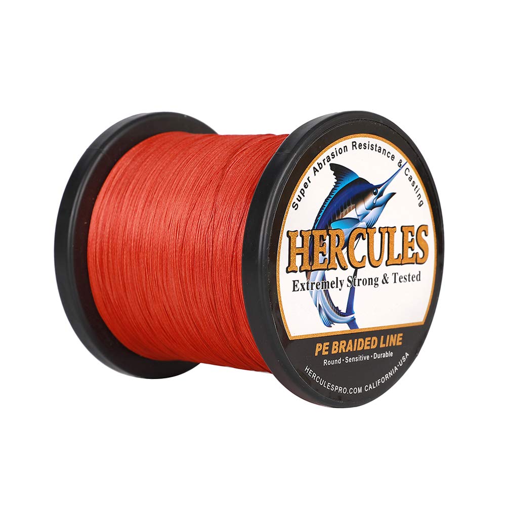 Hercules Super Strong 1000M 1094 Yards Braided Fishing Line 70 LB Test for Saltwater Freshwater PE Braid Fish Lines 4 Strands - Red, 70LB (31.8KG), 0.44MM — image 1