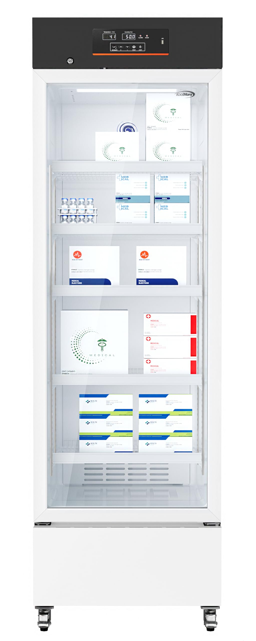 Photo 1 of ** USED/ UNTESTED/ DAMAGE MINOR**** KoolMore KM-PHR-11C 11 cu. ft. Medical Pharmacy Refrigerator with Emergency Backup Battery for Temperature Display and Alarm in White, UL Listed