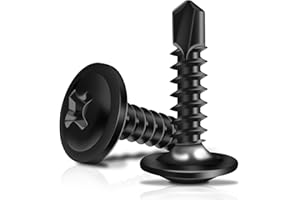 Marysino 100Pcs #8 x 3/4" Black Self Tapping Screws for Metal, 410 Stainless Steel, Sheet Metal Screws for Metal, Truss Head High-Strength Quick Tapping