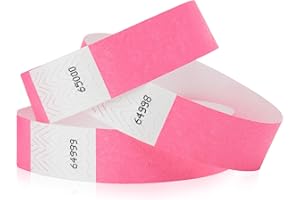 WristCo Neon Pink 3/4" Tyvek Wristbands - 1000 Pack Paper Wristbands For Events