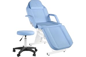 LUXMARS Facial Chair Lash Bed Tattoo Char Massage Table 73in 3-Section Multipurpose Massage Bed Professional Tattoo Table Salon Spa Equipment for Facial Spa Beauty Spa Salon Equipment-Lightblue