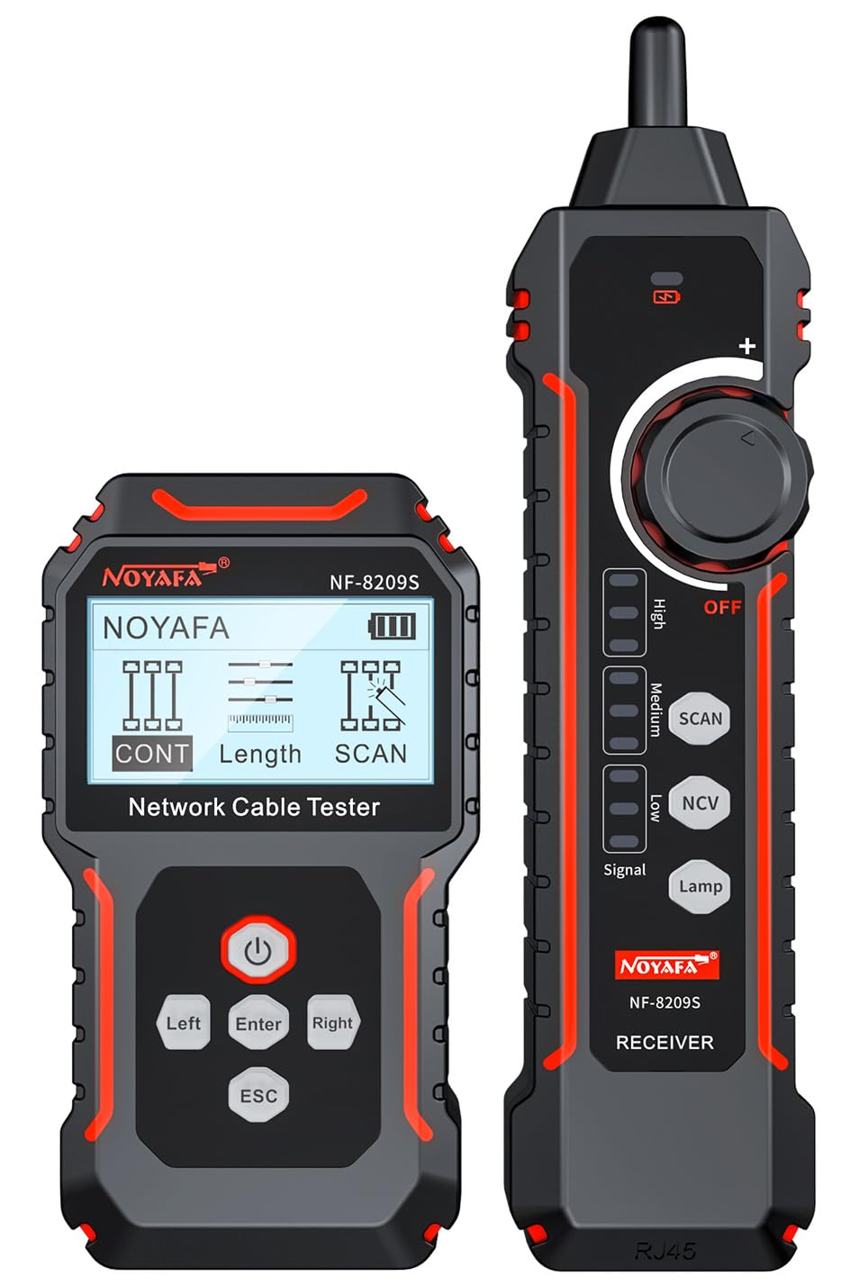 Network Cable Tester with POE, Wire Tracer with Cable Length Test, Port Flashing, NCV for Network Cable, Support Type-C Charging (NF-8209S)