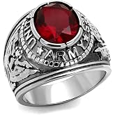 Eternal Sparkles Men's US Army Military Ring Patriotic Bezel Set Crystal Oval Centerstone