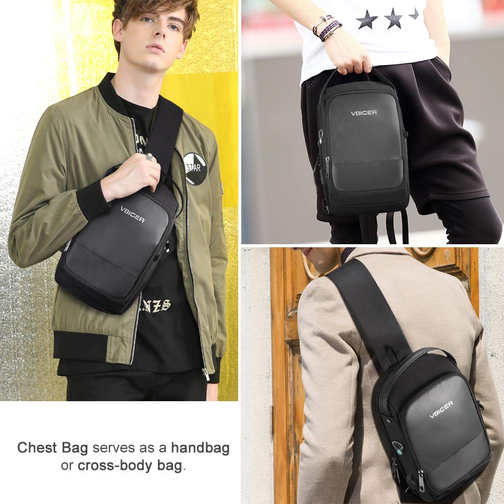 Sacoche Bandoulière Homme étanche - Sac De Poitrine Léger Pour Sport, Voyage, Randonnée - Noir