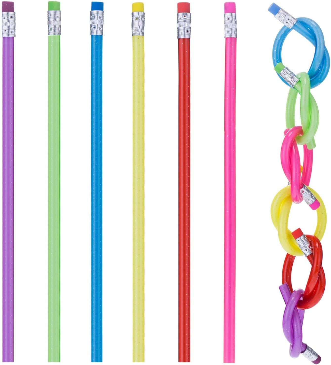 Rubbery Flexible Pencils, School Supplies, Prizes for Kids, Birthday Giveaways, Party Favors, 13" Flexible Pencil (12-Pack): Office Products