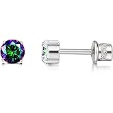 Limerencia Titanium Hypoallergenic Earrings Studs G23 for Women 5A Cubic Zirconia Helix Screw Back Implant Grade F136 Piercing Earrings for Sensitive Ears