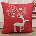 LINKWELL 45x45cm Merry Christmas Xmas Gift Present Red Cartoon Deer Burlap Pillow Case Cushion Cover
