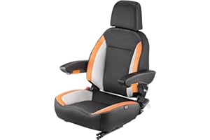 VEVOR Universal Forklift Seat, Tractor Seat with Adjustable Back, Armrest, Headrest & Safety Belt, Secure Tractor Seat with M