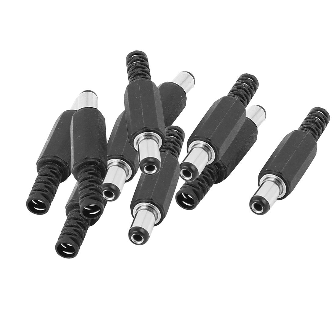 sourcing map 10 Pcs 5.5mmx2.1mm Male Plug DC Power Jack Connector Socket Adapter Black
