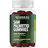 Saw Palmetto for Men Gummies - DHT Blocker Supplement for Hair Health and Male Patterned Balding - 120 Count - Supports Scalp and Prostate Wellness - Raspberry Flavor - Vegan, Non-GMO, 2 Month Supply