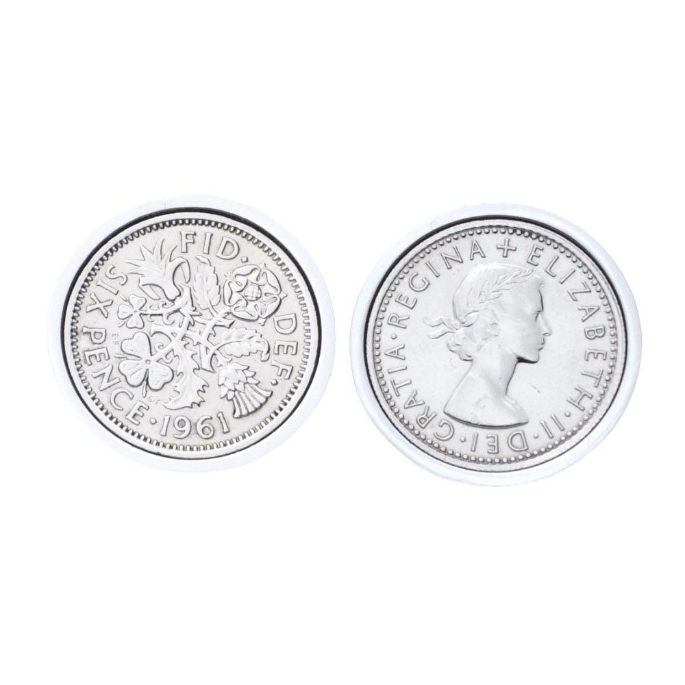 Polished Sixpence Cufflinks | 1961 Anniversary 1961 Coins 65th Birthday