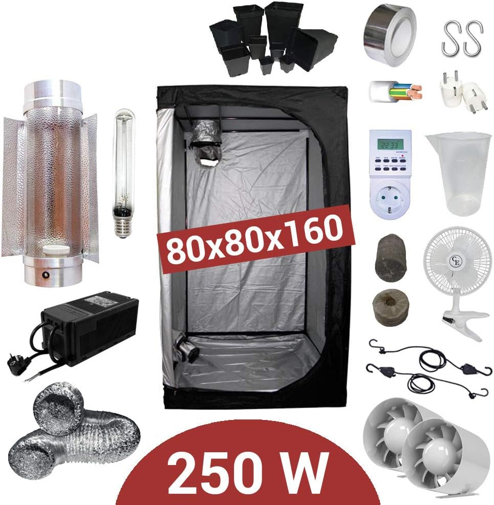 Hydroponic Grow Room Kit 250W HPS Cooltube Protube - Tent 80x80x160 - Ballast ETI 2