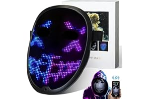 LED Mask with Gesture Sensing, Rechargeable Light Up Mask, Led Halloween Mask with 10H of Use, Cosplay Party