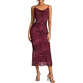 Milumia Women's Floral Cowl Neck Bodycon Maxi Dress Mesh Long Dresses Cocktail Party Fall 2025