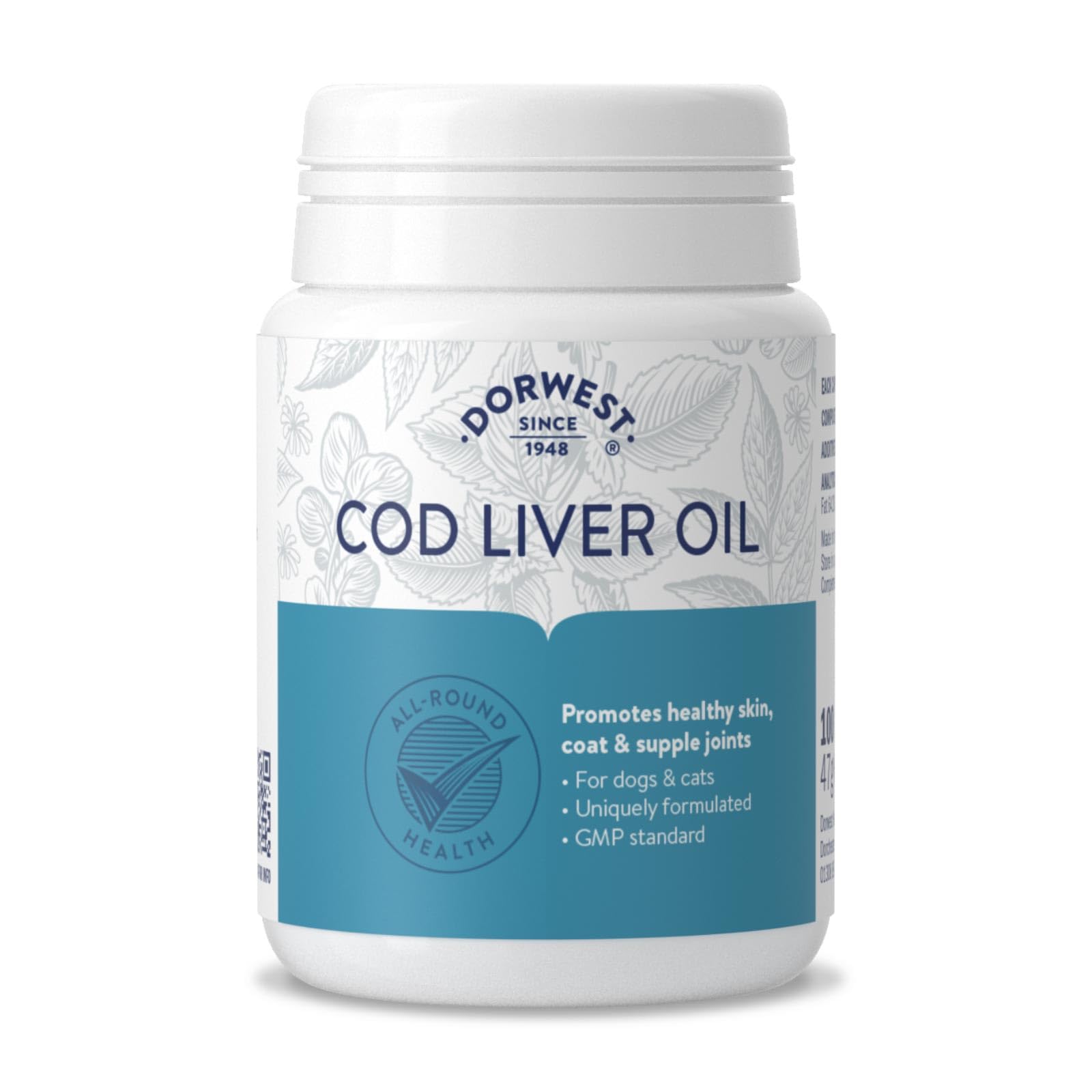 Dorwest Herbs Cod Liver Oil Capsules for Dogs and Cats 100 Capsules