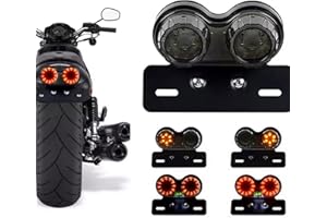 WELNENT LED E-MARK Tail Light 12V Universal Integrated Running Lamp Brake Turn Signal Light with License Plate Bracket for Cruisers Street Bike Chopper