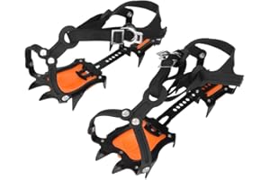 Traction Ice Cleats, Anti-Slip Snow Crampons, 10 Toothed Ice Gripper Footwear for Mountaineering, Ice Climbing, Camping, Hiki