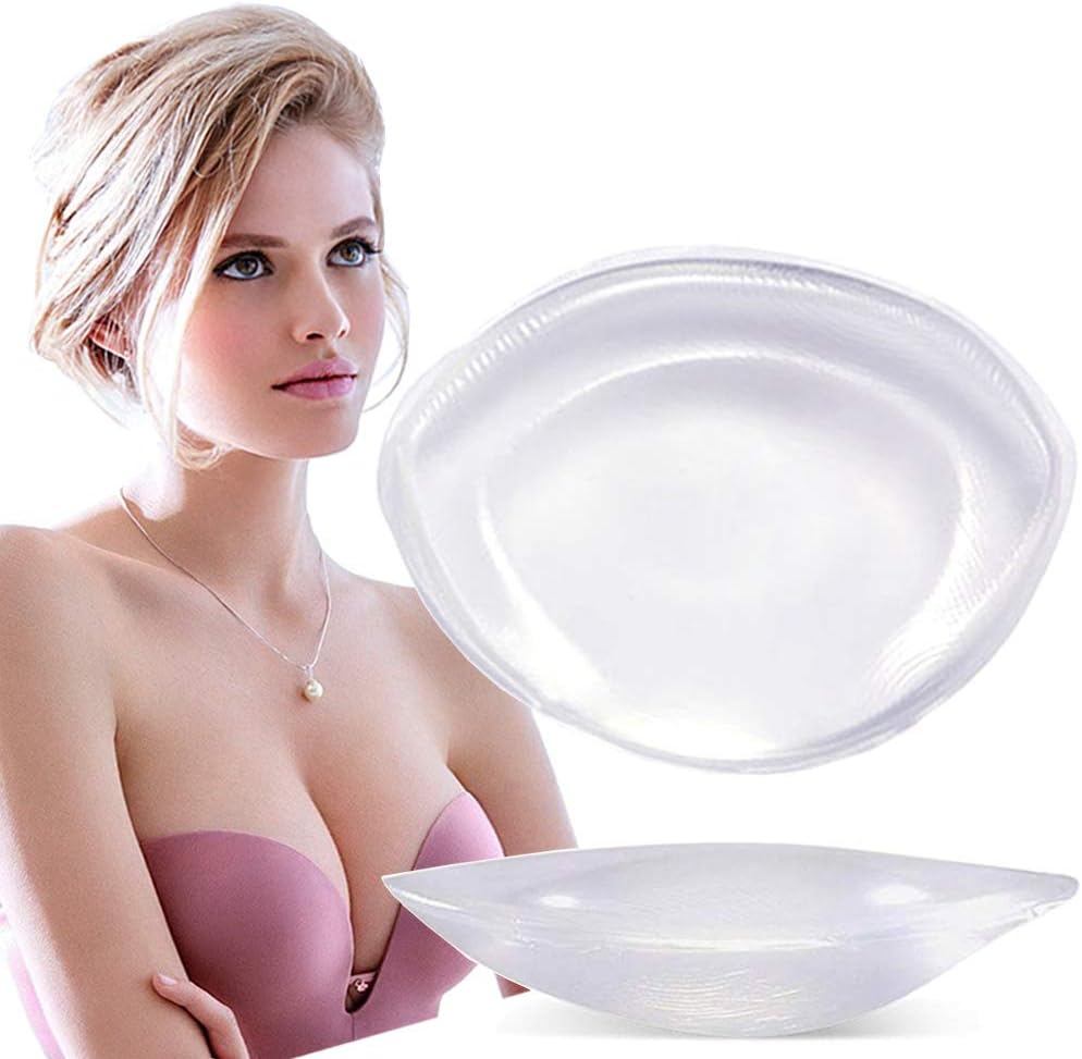 Bra Pads, Upgraded Soft Thick Silicone Bra Inserts Breast Enhancer Chest Push up Padding, M & Thick-L