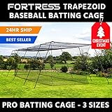 FORTRESS Trapezoid Baseball Batting Cage [Complete Package] - Softball Hitting Cage Net