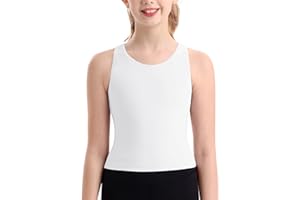 DOCUMO Girls Tank Tops Double Lined Racerback Crop Tops for Kids Sleeveless Workout Tops for Dance, Yoga, Running, Sports