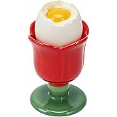 Ceramic Egg Cup for Soft and Hard Boiled Eggs,Home Breakfast &amp; Cafe Decor (Red)
