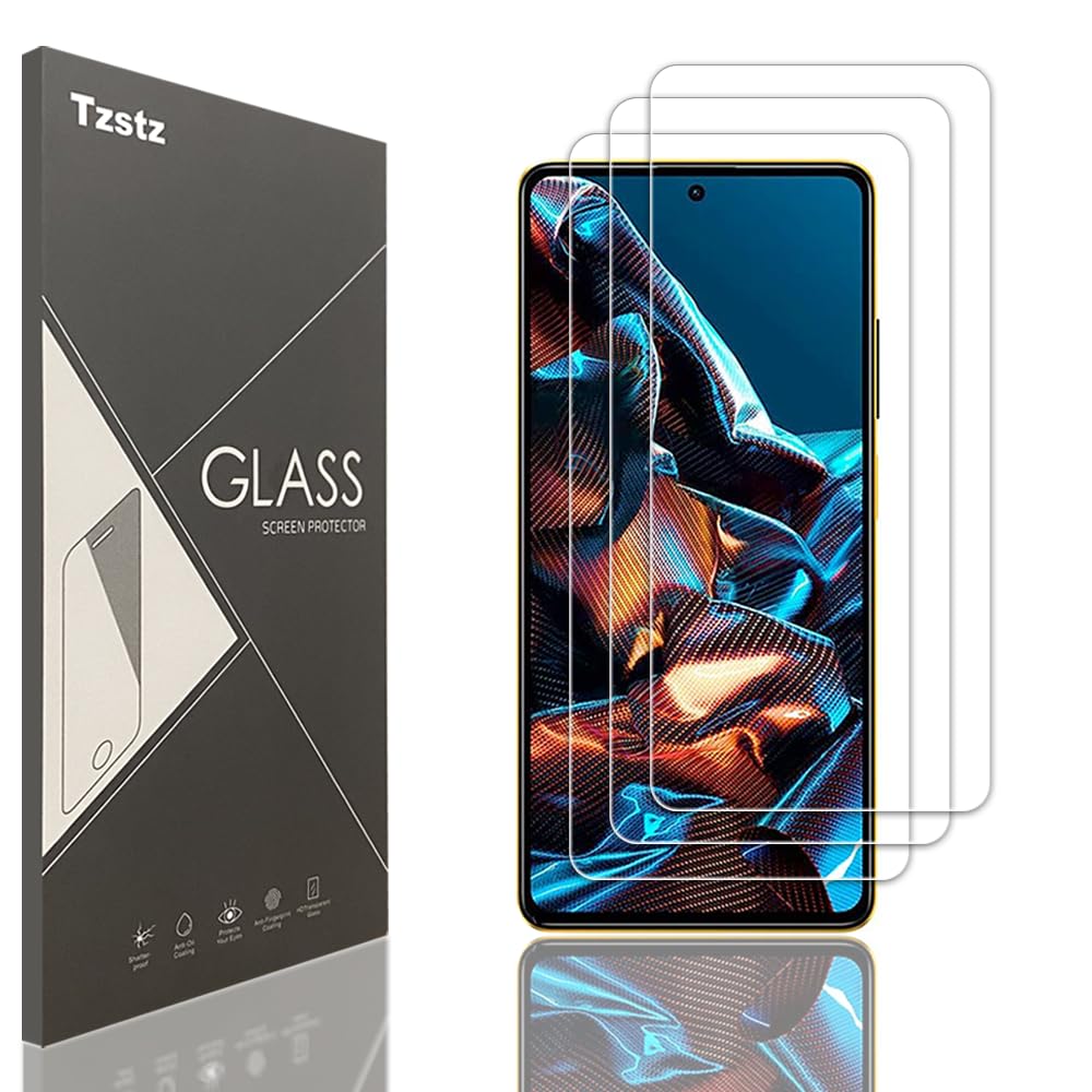 Tzstz 3 Pieces Tempered Glass Screen Protector for Xiaomi POCO X5 Pro 5G Hardness 9H Anti Scratch HD Screen Protector Film