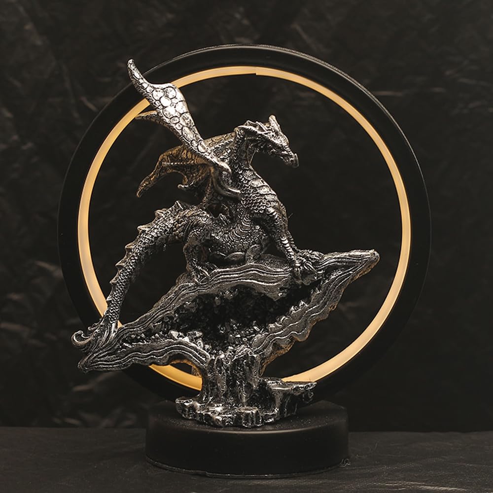 Hmusnwol Dragon Statue Figurines – 3-Pack Fantasy Gothic Decor For Bedroom, Bookshelf, Desk