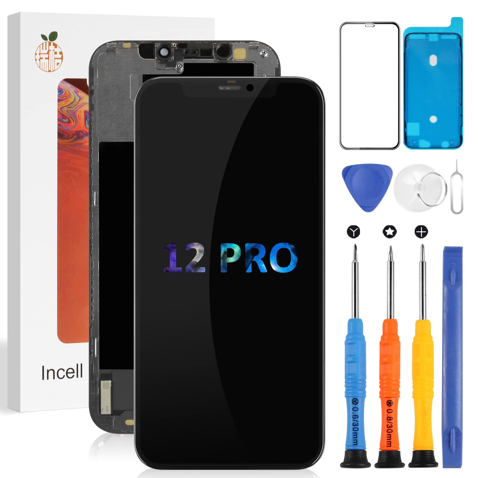 Incell for iPhone 12 Screen Replacement A2403,A2172,A2402,A2404 LCD Display for iPhone 12 Pro LCD Screen Replacement A2407,A2341,A2406,A2408 Touch Digitizer Assembly Repair Parts Kits (6.1 Inch)