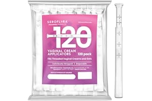 Seroflora Disposable Vaginal Cream Applicators - Fits Premarin, Estrace, Preseed and Most OTC Gels, Lubricants, and Creams - Threaded End, Comfort Tip, and Dosage Markings (120 pack) Made in USA.