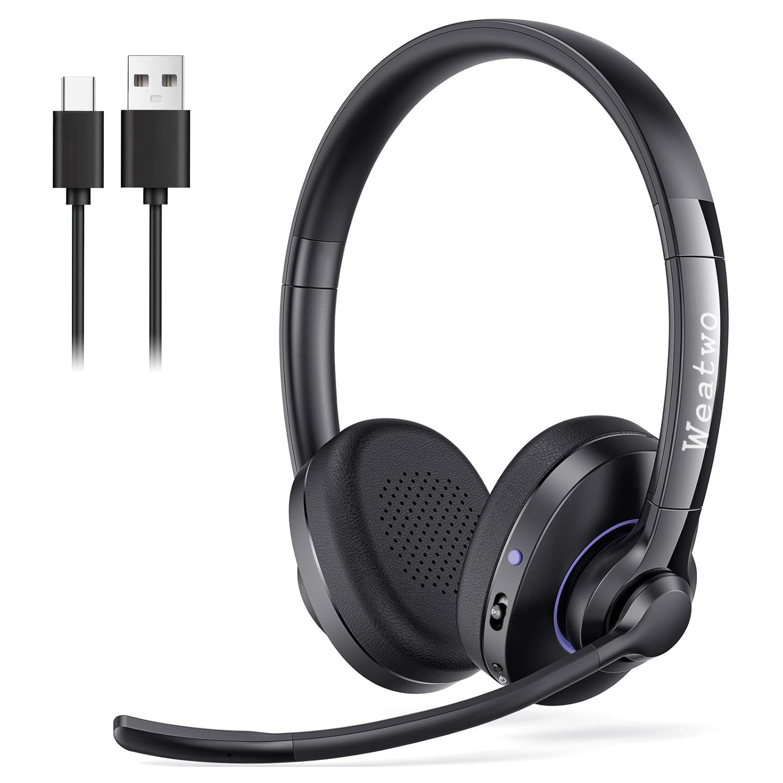 Photo 1 of *NEEDS BATTERY** Wireless Bluetooth Headset with CVC8.0 Noise-Cancelling Microphone & Mic Mute, Class 1 V5.1 Bluetooth Headphone for Work/Ms Teams/Zoom/Home/Office/Computer/Cell Phone/Laptop, 30H+ Talking Time