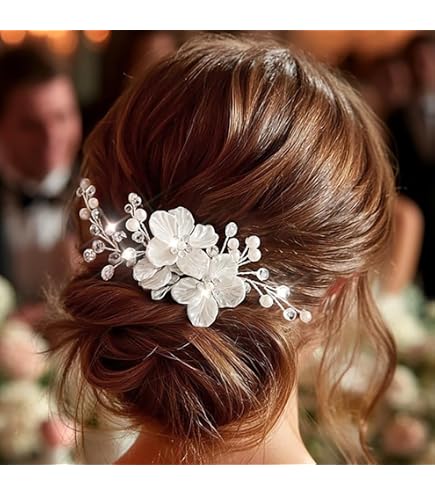 Sparkling Rhinestone Floral Hair Barrette Clip for Special Occasions LHWEN Crystal Hair Clip Barrette Flower Rhinestone Bling  main image 4