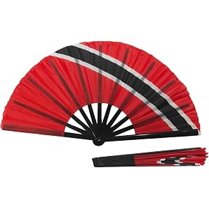 LUYITSVE Trinidad and Tobago Flag Folding Hand Fan 13 inch – Portable Travel Fan for Summer Cooling, Patriotic Party Supplies