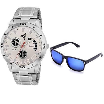 Fancy LoisFancy(4046) Chronograph Pattern Analog Watch Hybrid Watch with Sunglass - for Men