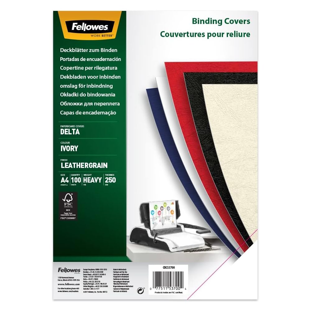 Fellowes Delta Leatherboard A4 Heavyweight Presentation Covers - Ivory (Pack of 100)