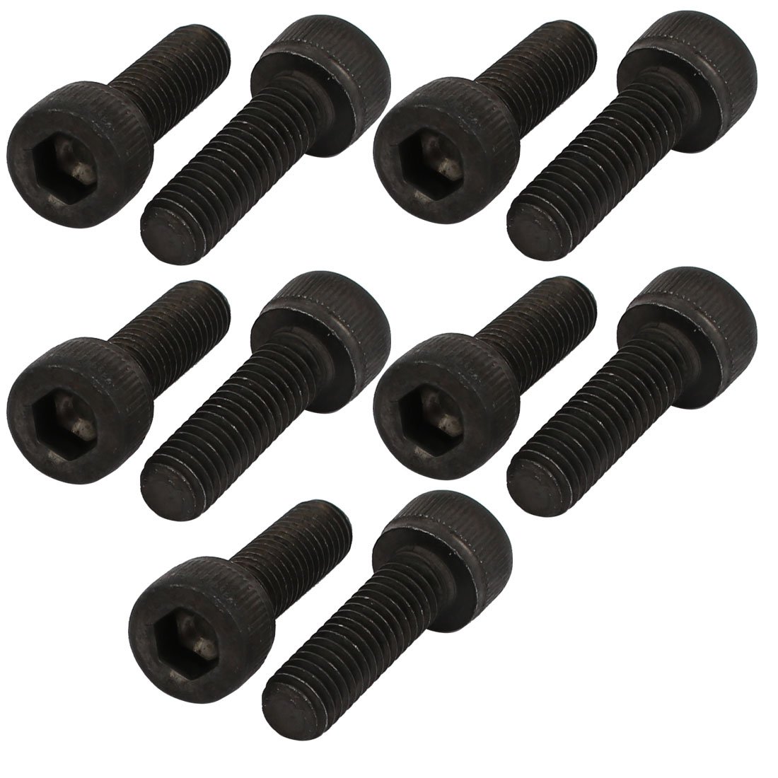 Sourcingmap 10pcs M5x16mm Fully Thread 12.9 Grade Hex Socket Cap Left Hand Screw Bolt Black