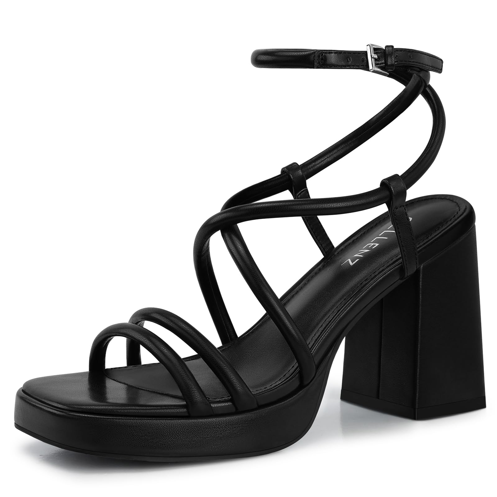 Photo 1 of CELLENZ Women Chunky Platform Heels: Dressy Block High Heel Sandals - Black Heels Prom Comfortable - Strappy Fashion Heeled Shoes Size 9.5