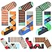 Men Formal Dress Socks Plus Size Colorful Stripe Combed Cotton Trouser Mid Calf Crew Business Socks 10-Pack