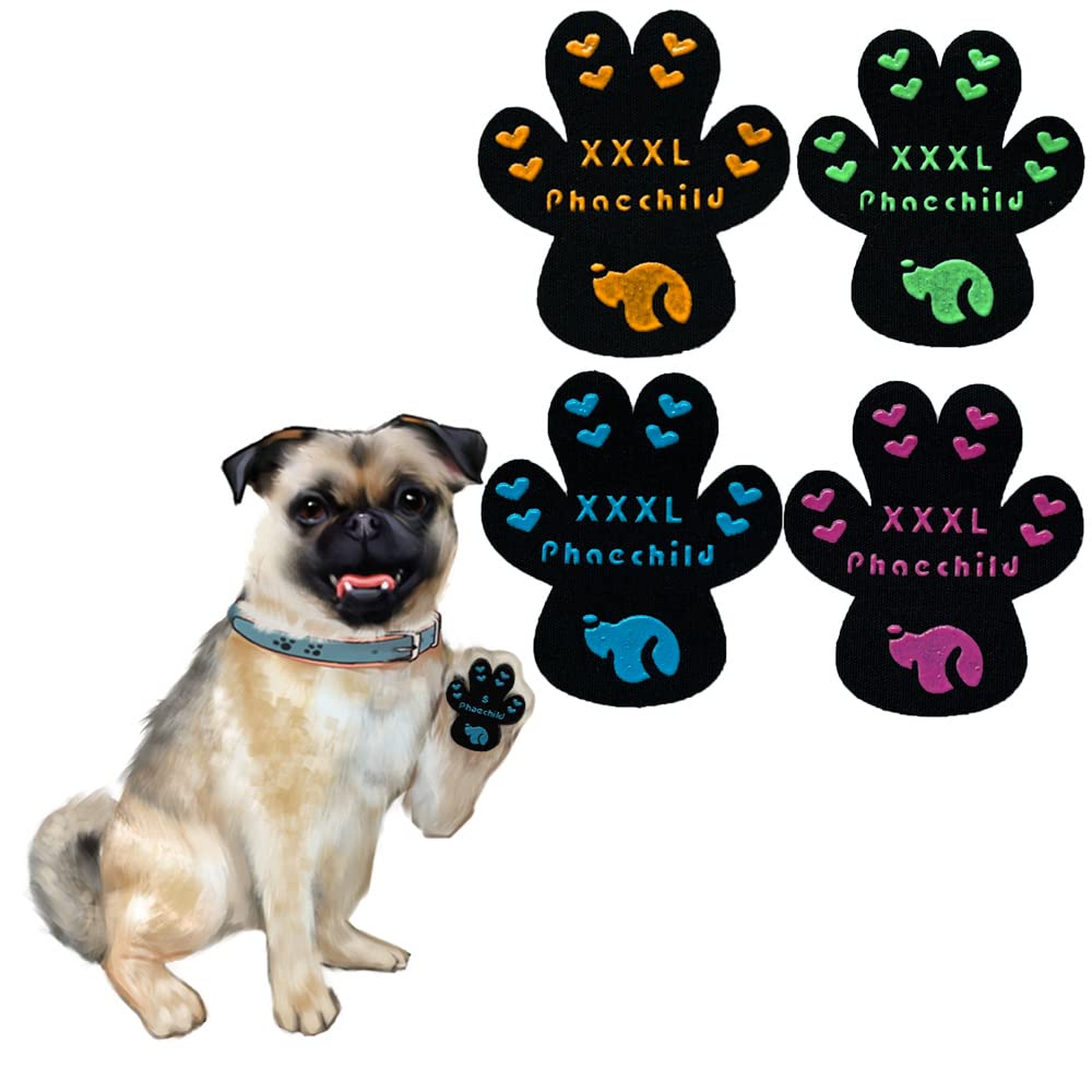 Phaechild Dog Paw Pads Anti-Slip Grips,20 sets 80 Pads Dog Paw Protectors for Senior Dogs on Hot Pavement,Provides Traction to Keep Them from Slipping on Smooth Floors Multicolor XXXL