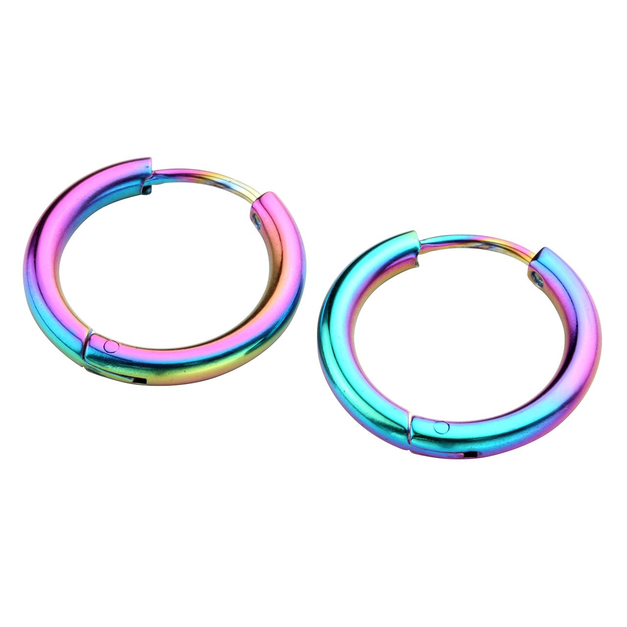 JSDDE 6pcs Boucle d\'Oreille Set Unisex Anneau Tube Circulaire Acier Inoxydable Or Rose Bleu Multicolore Or Argent Noir 14mm