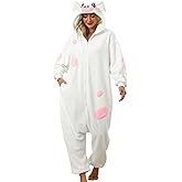 CWDGAGANB Unisex Adult Spotted Pig Costume Pig Onesie Pajamas Halloween Costumes Cosplay Sleepwear for Women Men