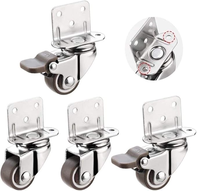 Caster Wheels,Heavy Duty Rubber Casters with Brake,LType Bracket 5