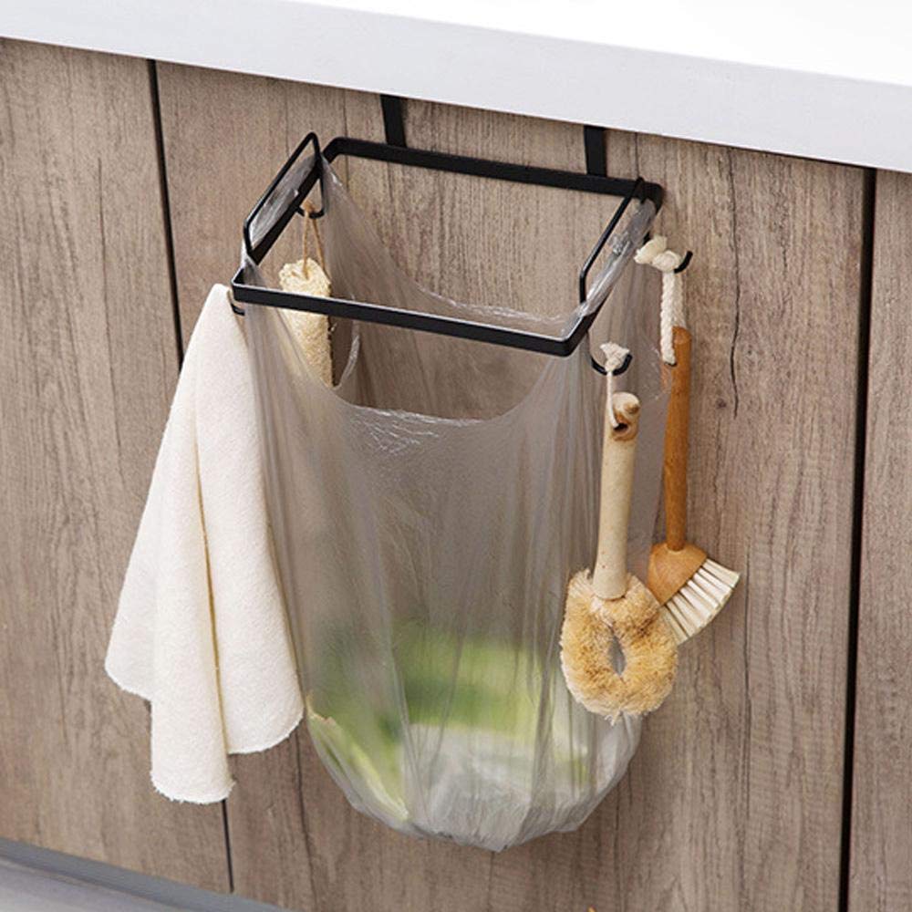 KOBWA Hanging Cabinet Trash Plastic Bag Metal Holder,Bin for Kitchen  Cupboard Storage Organizer Hanging Waste Basket Garbage Bag Holder for  Kitchen