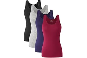 ROSYLINE Basic Tank Tops for Women Undershirts Tank Tops with Scoop Neck cami Yoga Shirts 3-4 Pack