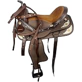 Barrel Brown Wolfstone Western Horse Saddle Combo Kit Brown Synthetic Nylon English Riding Horse Saddle Tack Set for Horse Equestrian Horse Riding Saddle Combo Pack Set of 5 pcs