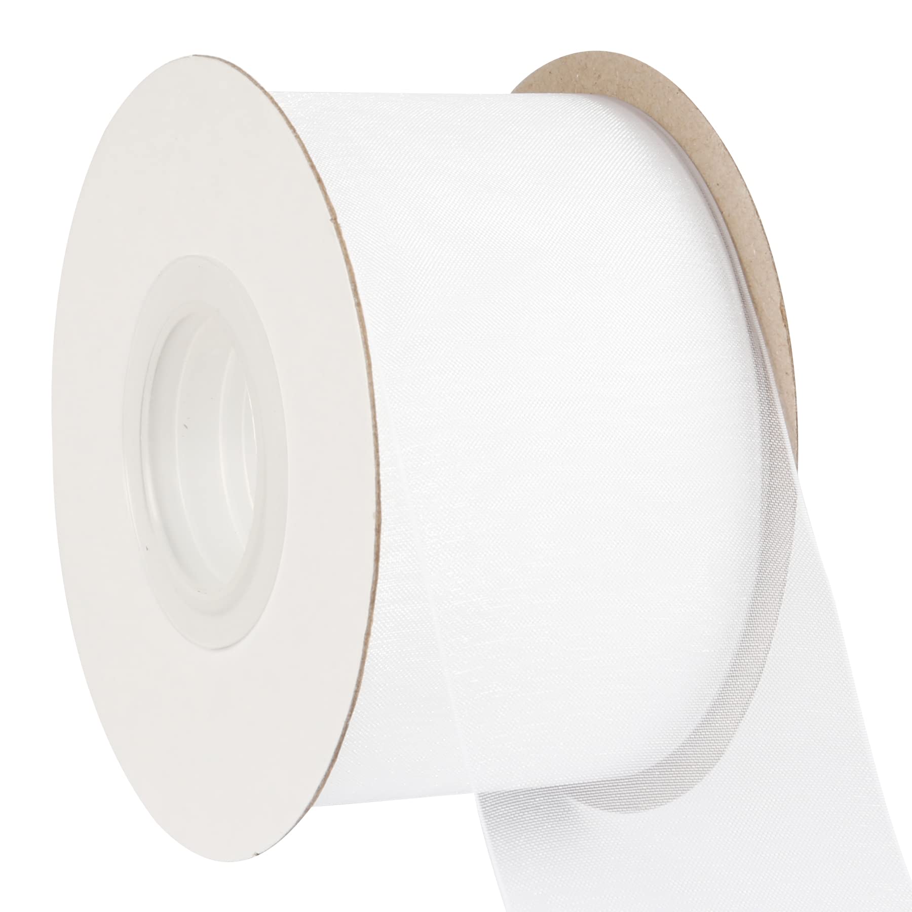 AVANAVA 50mm Wide Sheer Organza Ribbon Multi-Colors for Gift Wrapping Bouquet Wedding Decoration Floral Arrangement - 45 Meters (White)